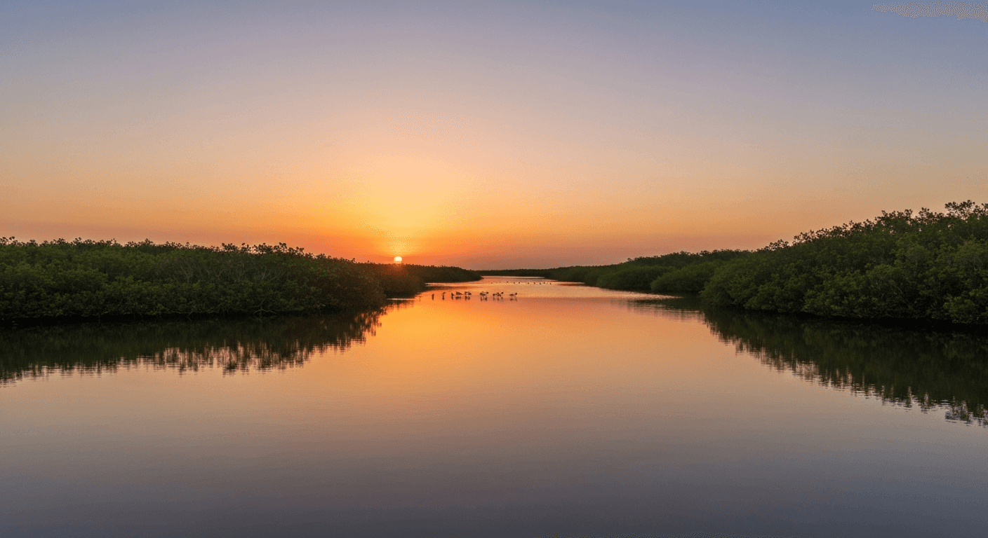 Sunset over Estero Bay Preserve waterways