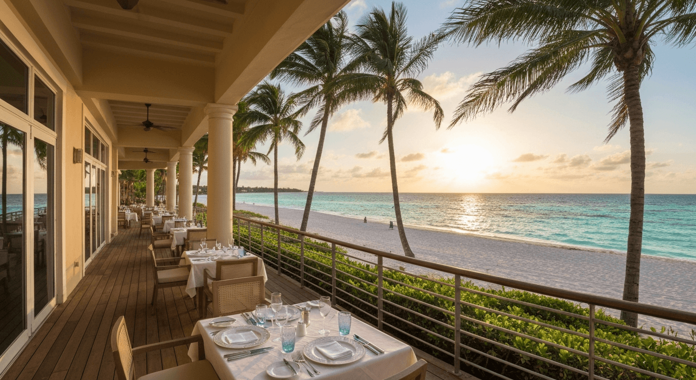 Oceanfront dining at Hilton Marco Island Beach Resort with Gulf of Mexico views