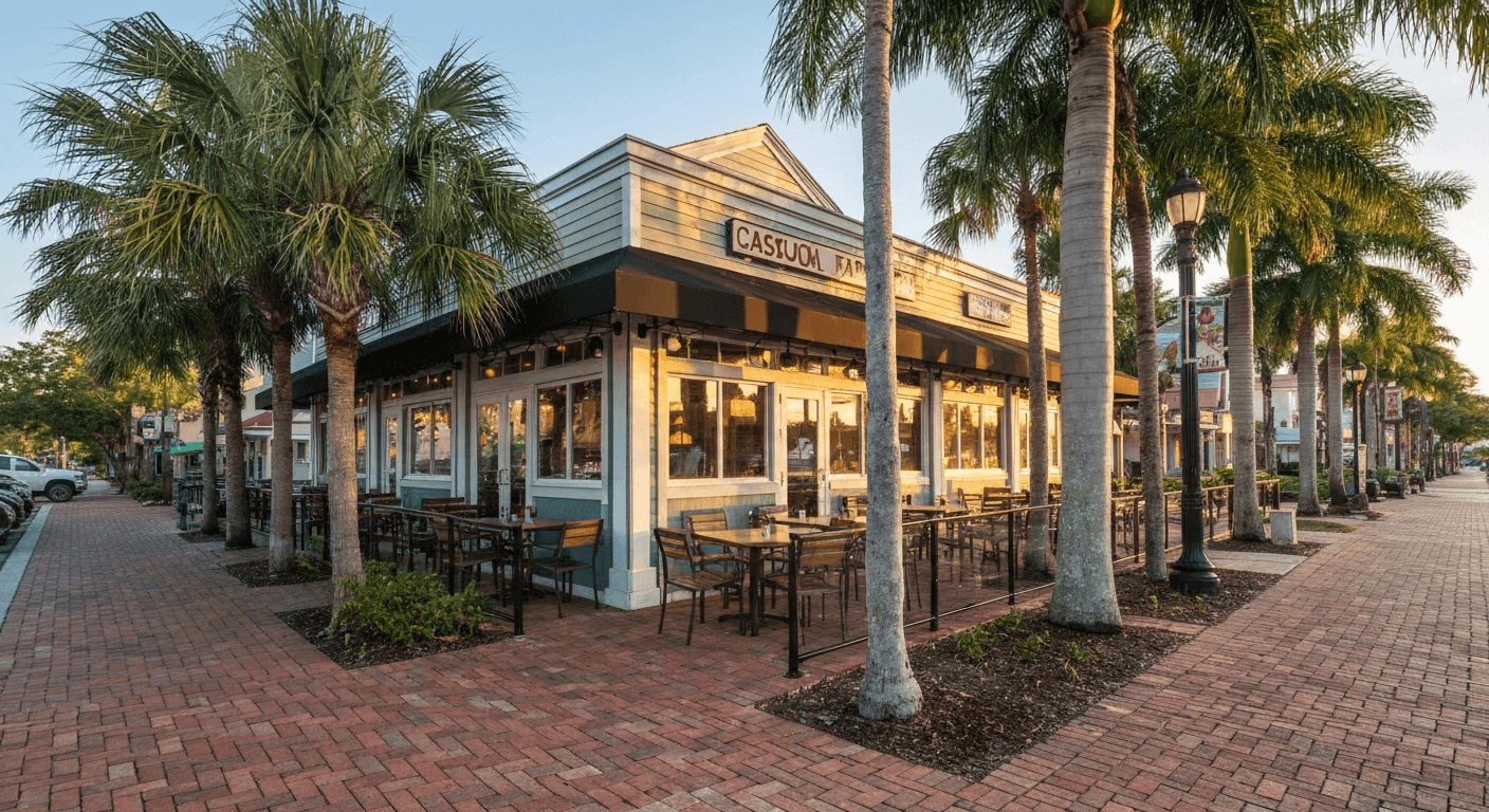 Family-friendly restaurant patio in Venice Florida
