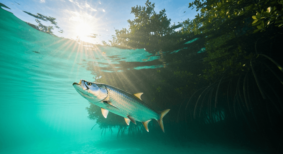 Tarpon fishing at sunrise in Matlacha Pass near Cape Coral Florida