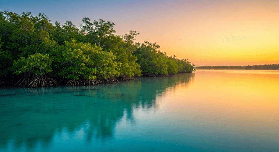 Paddleboarder in shallow turquoise waters of Estero Bay near Fort Myers at sunrise