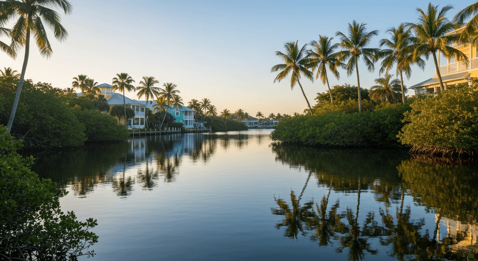 Kayaker paddling on the Gordon River in downtown Naples Florida with waterfront restaurants