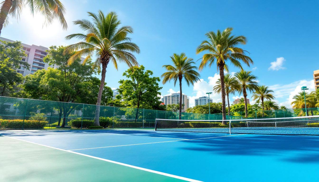 Outdoor pickleball courts at Payne Park in downtown Sarasota Florida