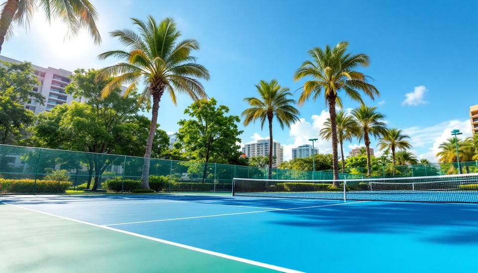 Outdoor pickleball courts at Payne Park in downtown Sarasota Florida