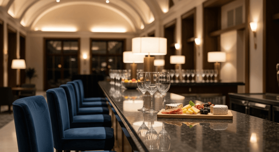 Embassy Suites Evening Reception bar with wine and beer in Estero atrium