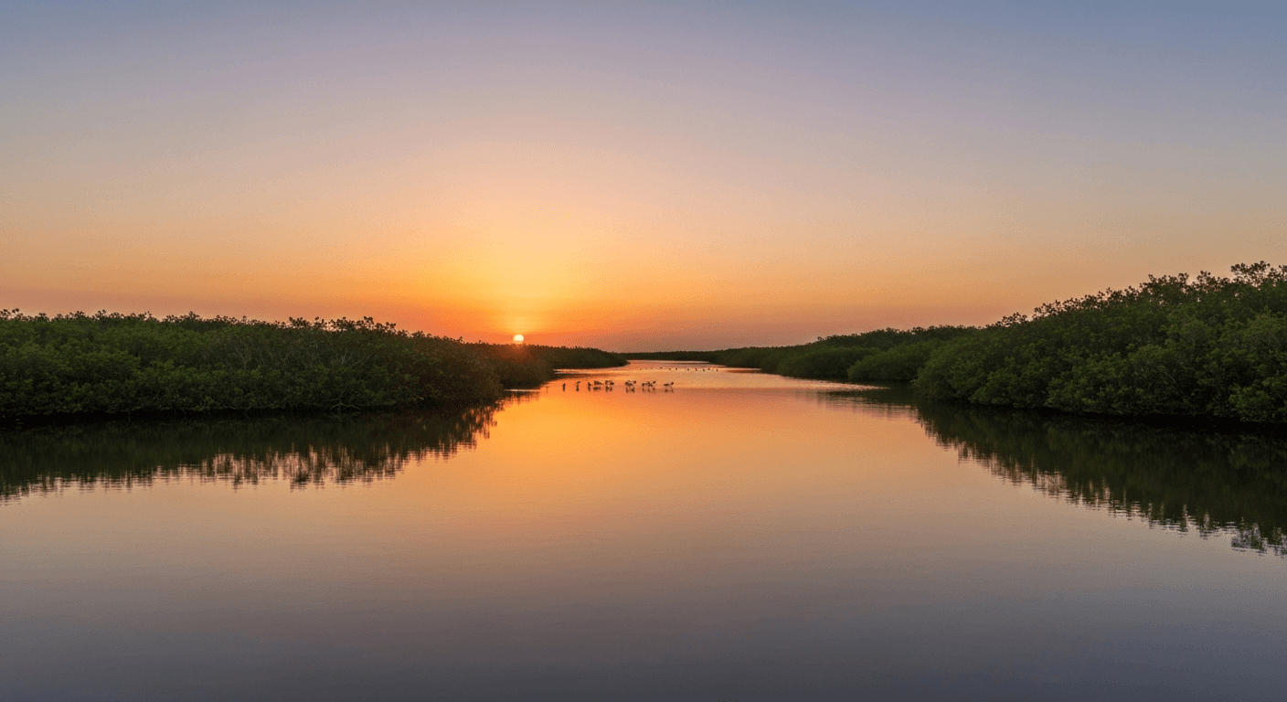 Sunset over Estero Bay Preserve waterways