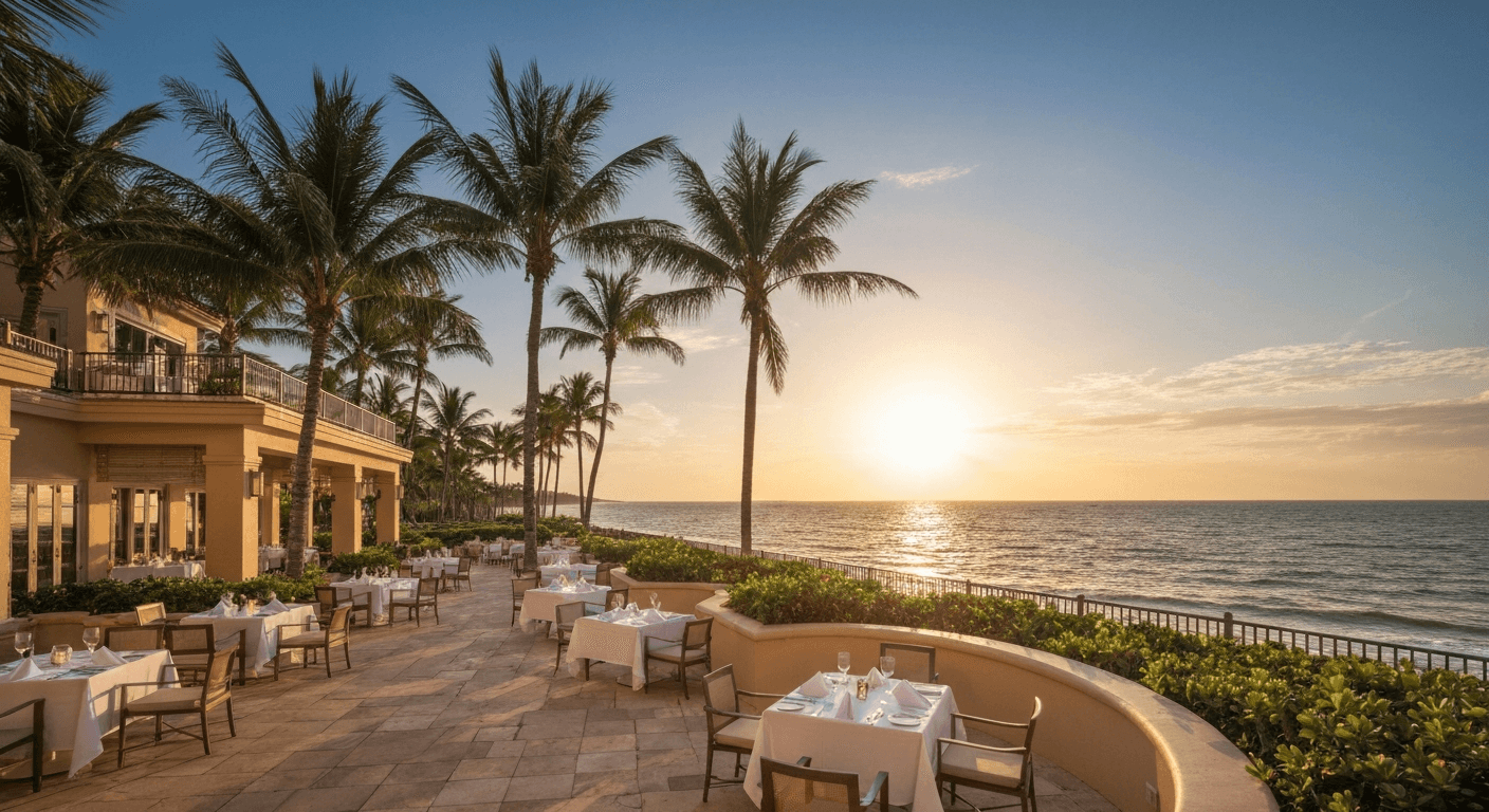 Beachfront dining at Naples Beach Club A Four Seasons Resort on Gulf Shore Boulevard
