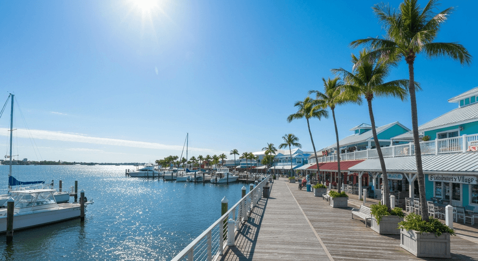 Fishermen's Village waterfront shopping and marina area in Punta Gorda Florida
