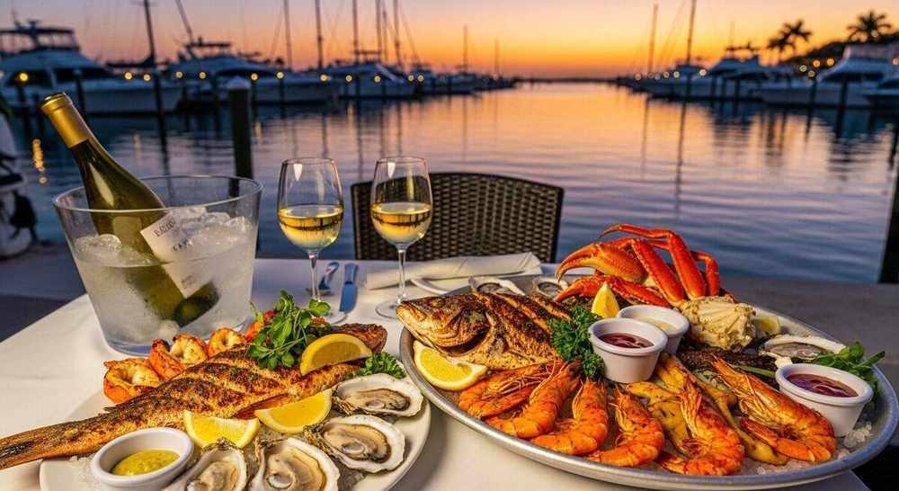 Waterfront dining at sunset on Marco Island, Florida