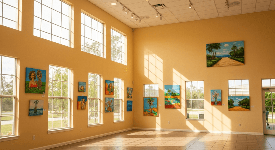 Venice Art Center gallery with local artwork on display