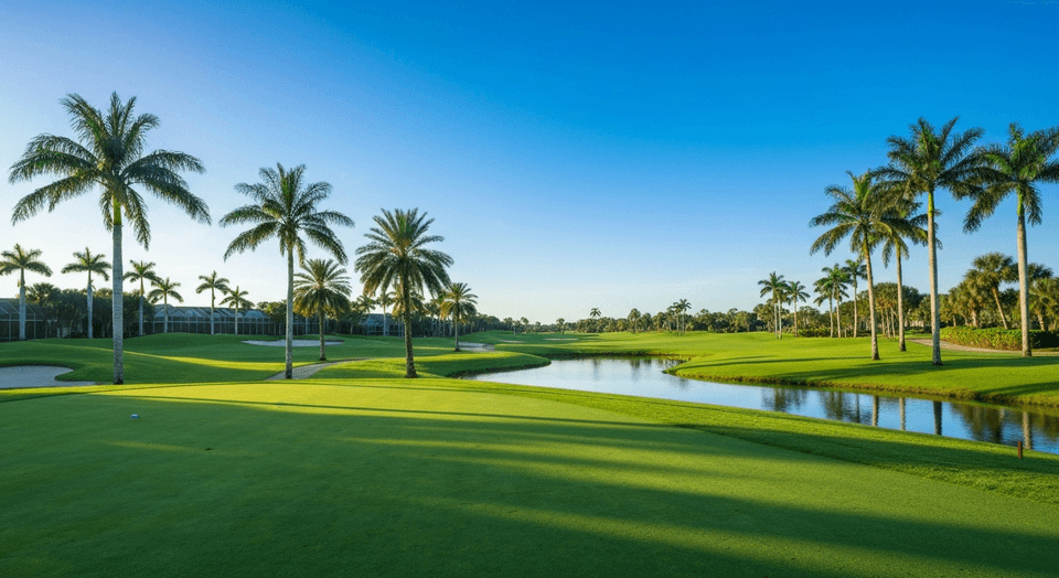 Golf course in Bonita Springs with palm trees