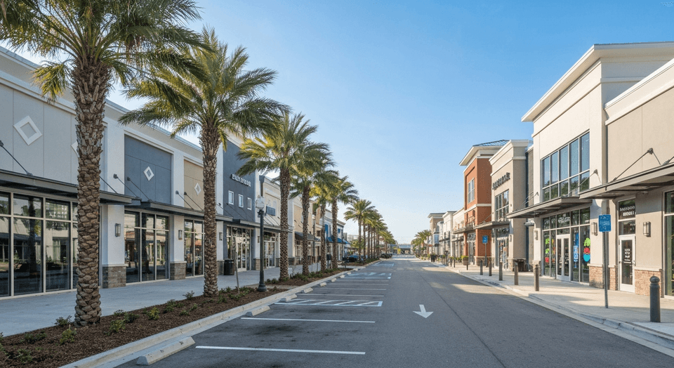 Port Charlotte town center with shops