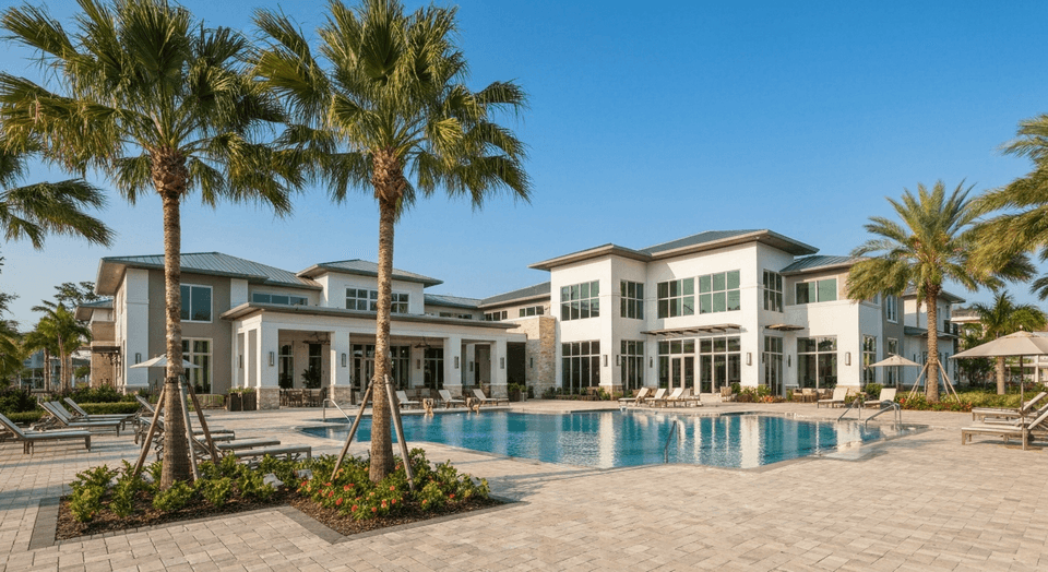 Southwest Florida 55-plus community pool and clubhouse