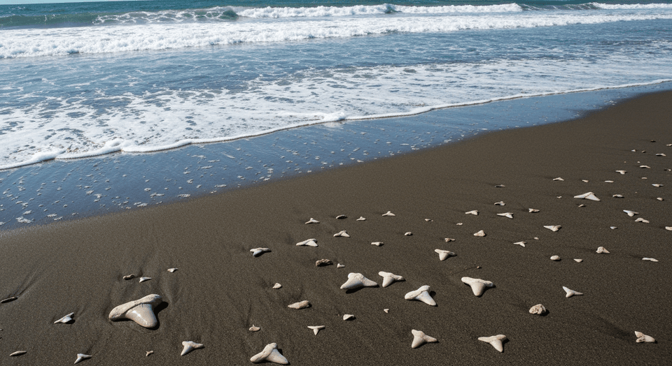 Venice Beach Florida with shark teeth on sand