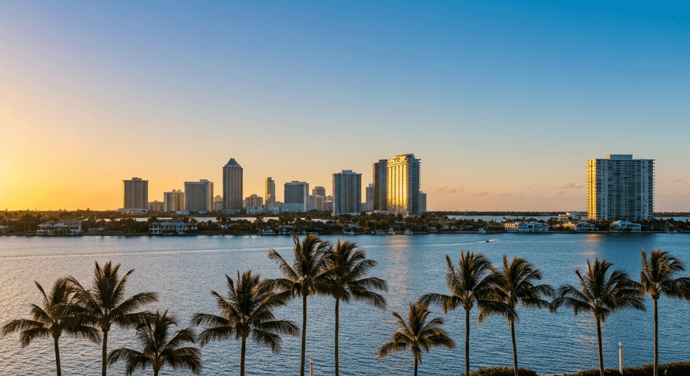 Sarasota bay view with downtown skyline