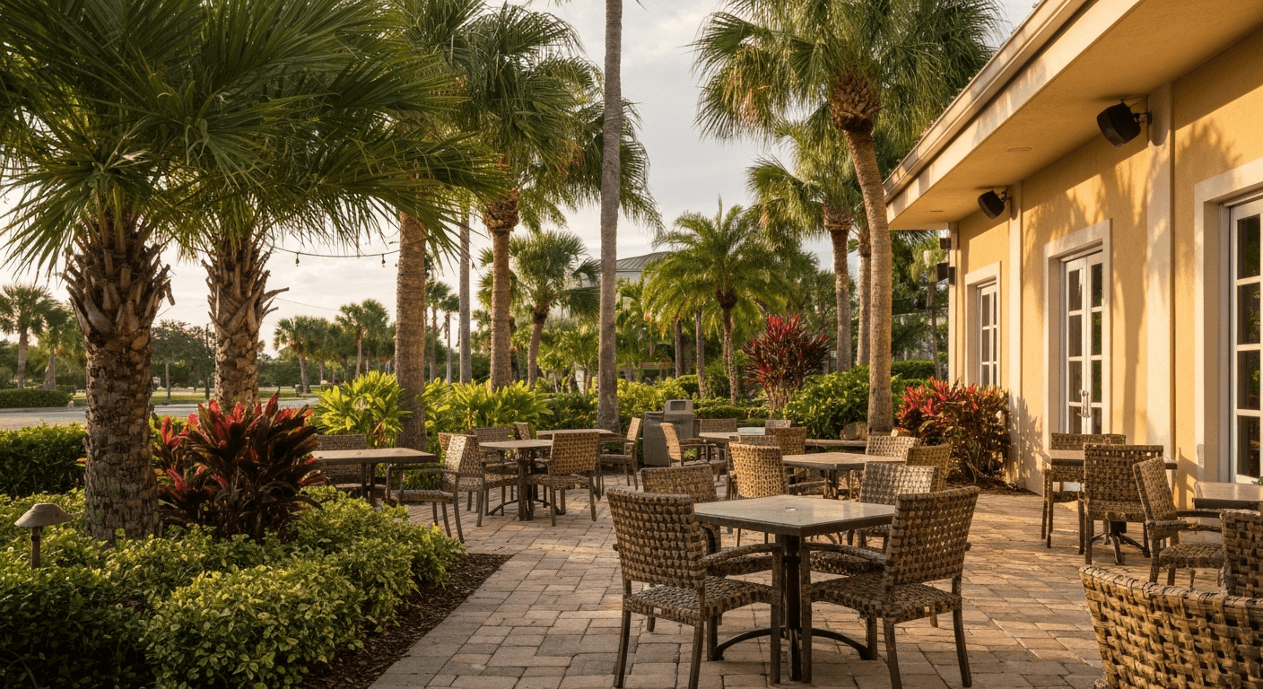 Family-friendly restaurant patio in Sarasota Florida