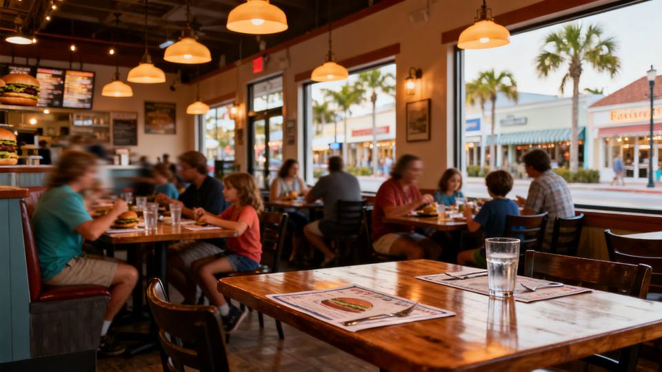 Casual family burger restaurant on Siesta Key