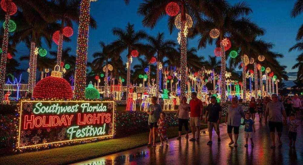 Christmas lights display on Naples Fifth Avenue South