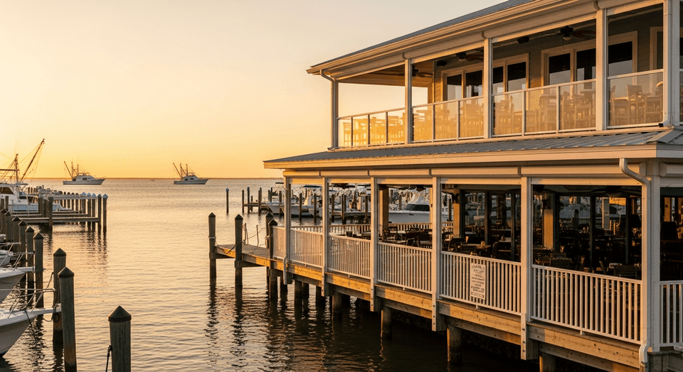 Matanzas on the Bay multi-level Old Florida waterfront restaurant on Fort Myers Beach