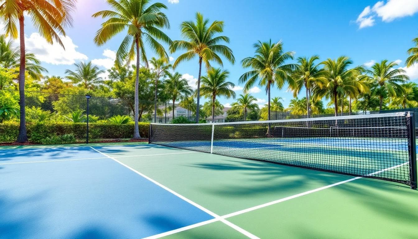 Outdoor pickleball courts in Estero Florida on a sunny day