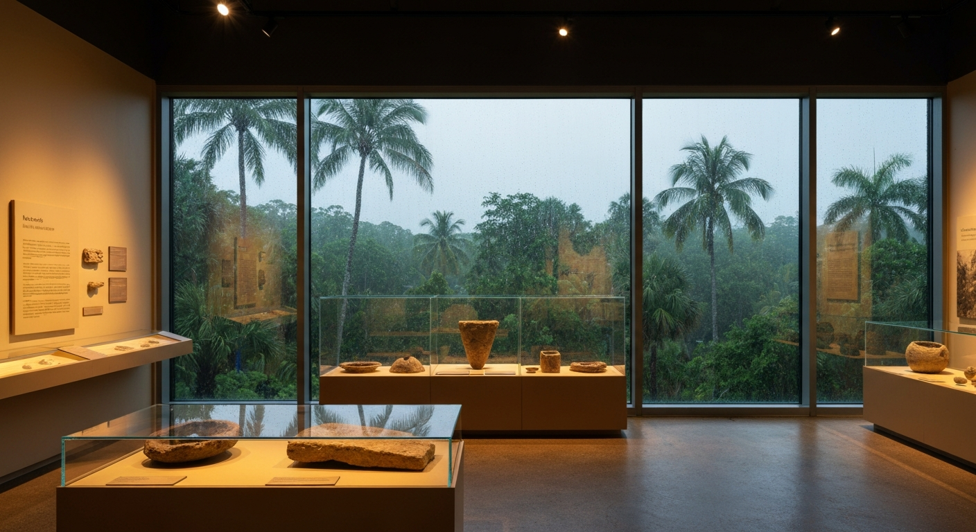 Cozy indoor museum exhibit on Marco Island Florida during a rainy afternoon