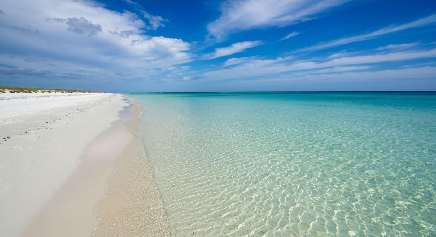 Siesta Key Beach with bright white sand and turquoise Gulf water
