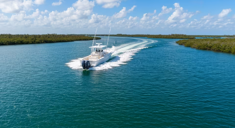 Offshore fishing charter heading out through Gordon Pass into the Gulf of Mexico from Naples Florida