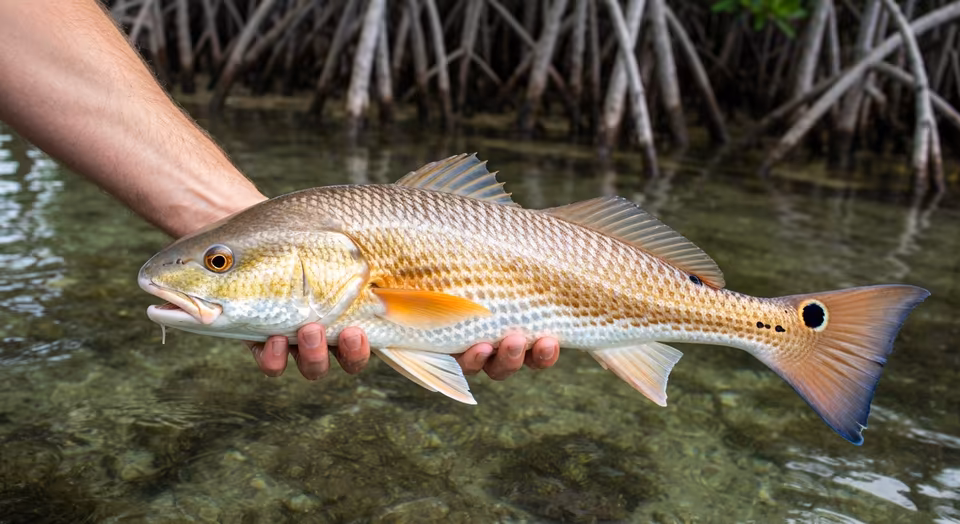 Redfish caught on light tackle in the mangrove backcountry waters near Naples Florida