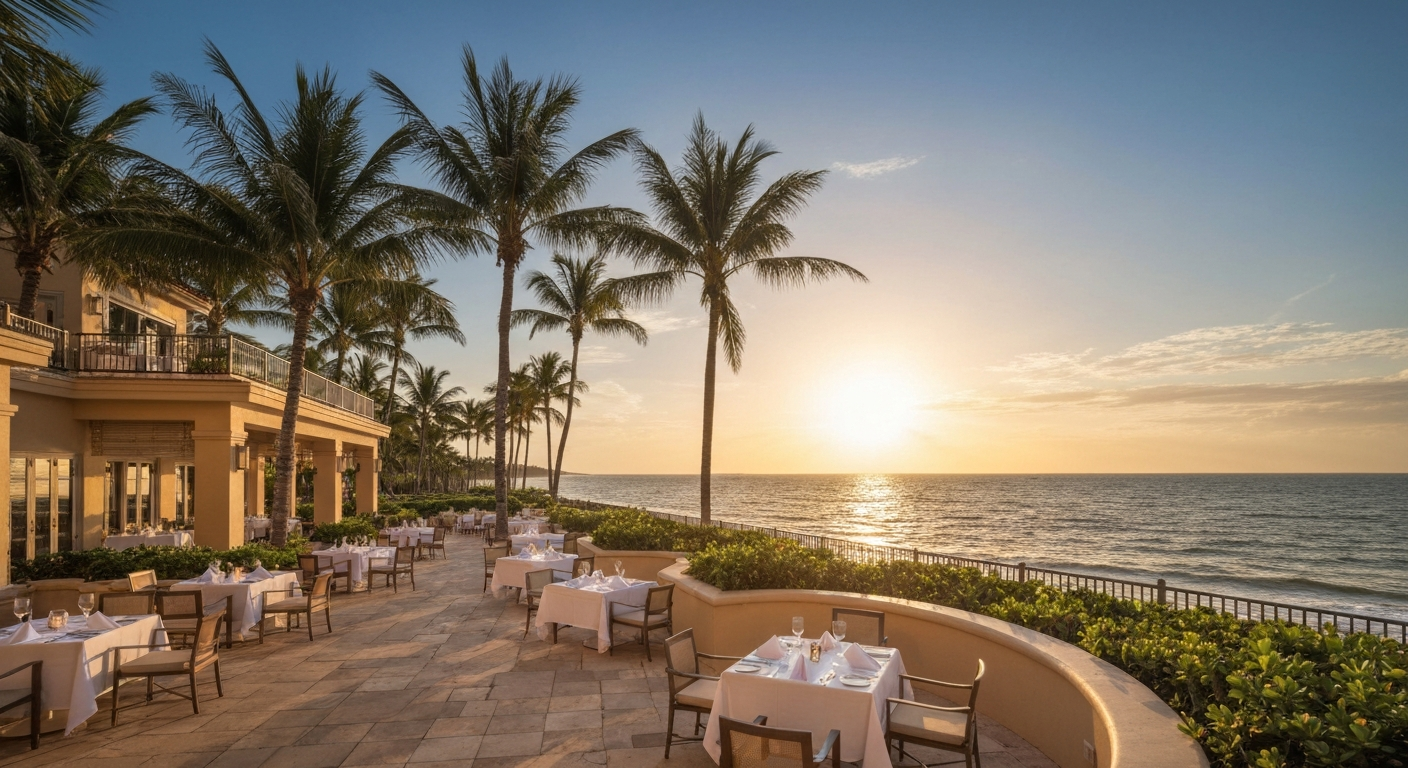 Beachfront dining at Naples Beach Club A Four Seasons Resort on Gulf Shore Boulevard