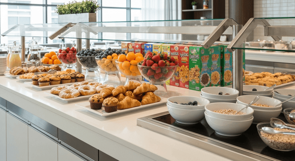 Hyatt House Naples complimentary breakfast buffet with omelet station