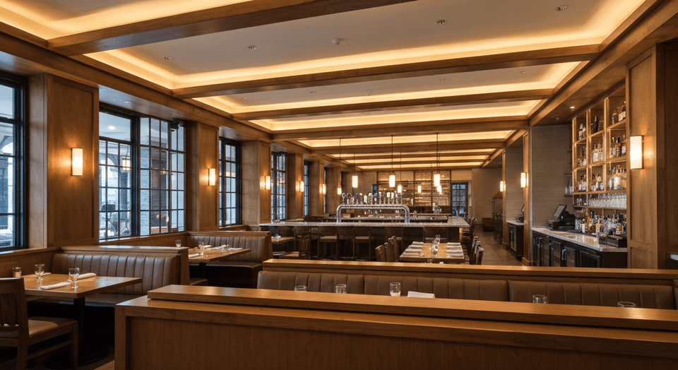 Latitude 26 restaurant interior and bar area at Hyatt House Naples