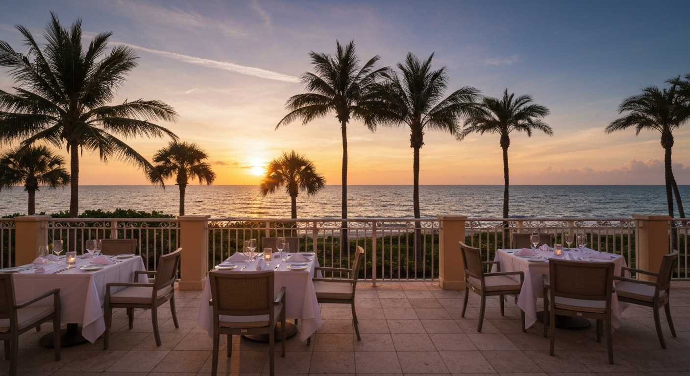 Beachfront dining at LaPlaya Beach and Golf Resort in Naples Florida