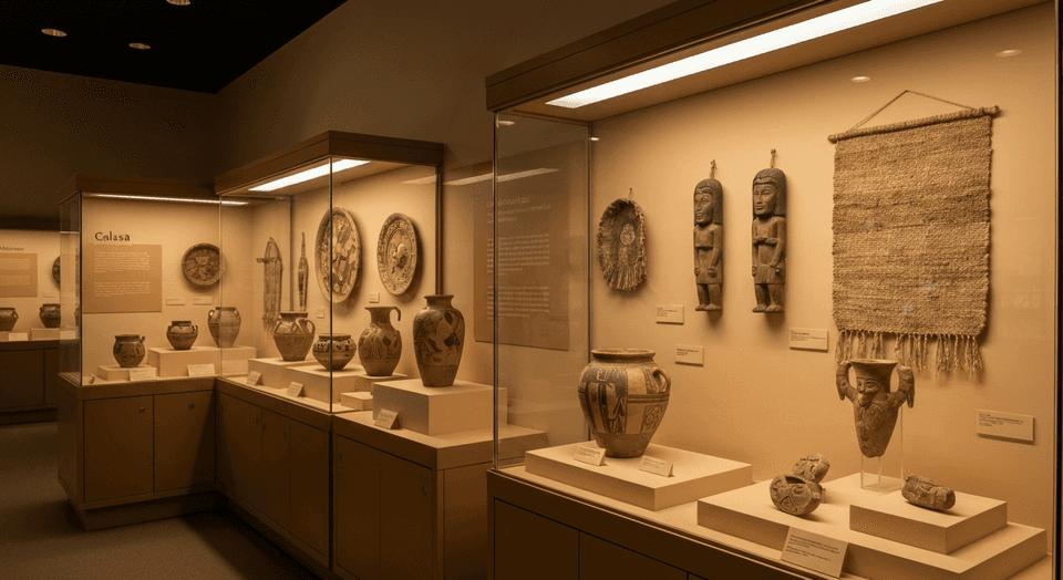Marco Island Historical Museum exhibit featuring Calusa artifacts