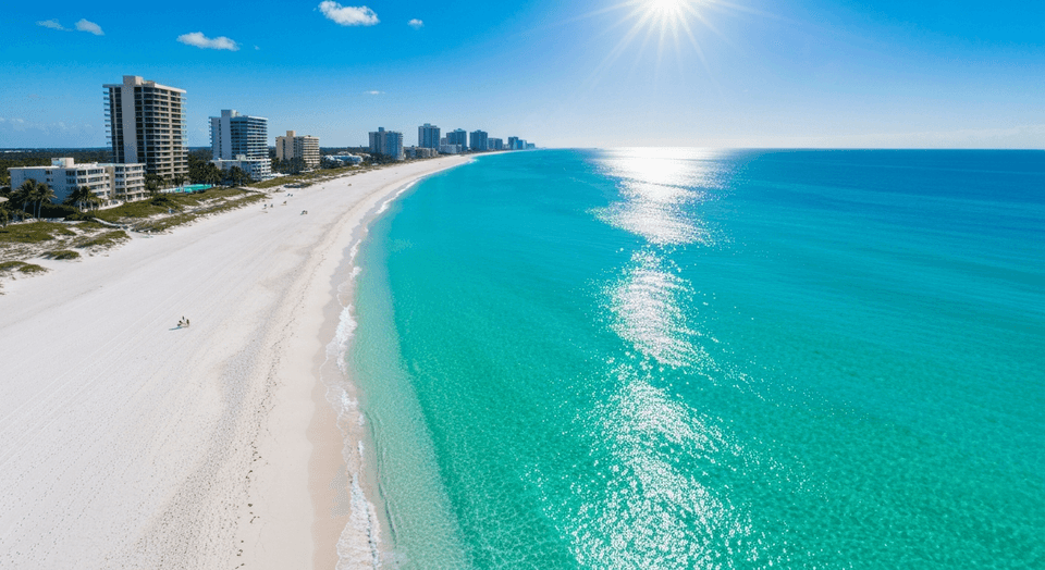 Marco Island Florida beach with high-rise condos