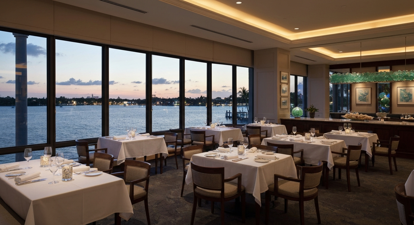 Elegant dining room at The Ritz-Carlton Sarasota with waterfront views