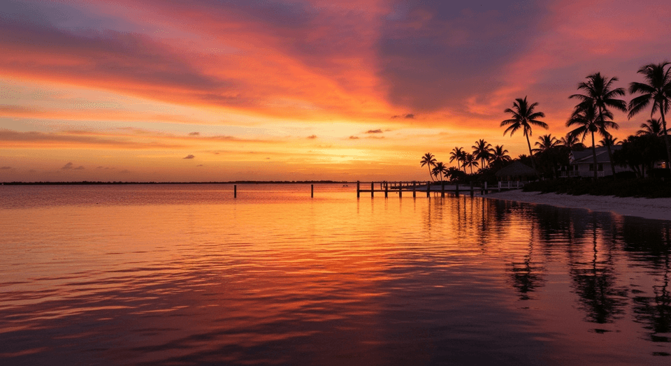 Spectacular sunset over the Gulf of Mexico from Captiva Island Florida beach