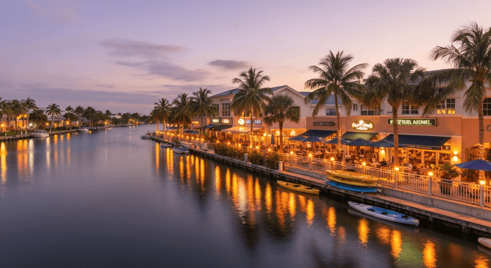 Wellen Park Grand Lake waterfront with dining and kayaks in Venice Florida