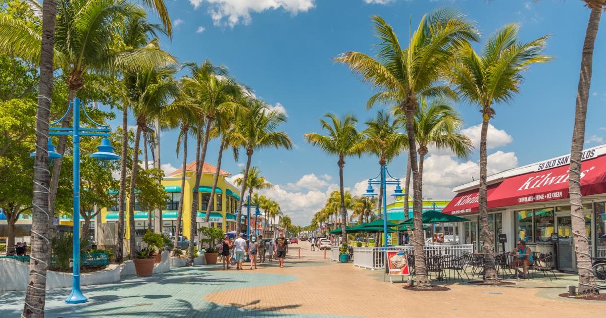 Fort Myers Beach pier at golden hour