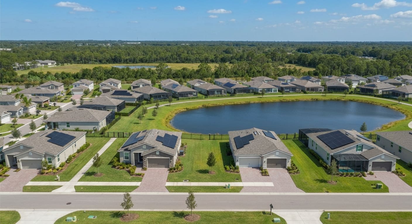 Aerial view of Del Webb at Babcock Ranch community in Fort Myers area