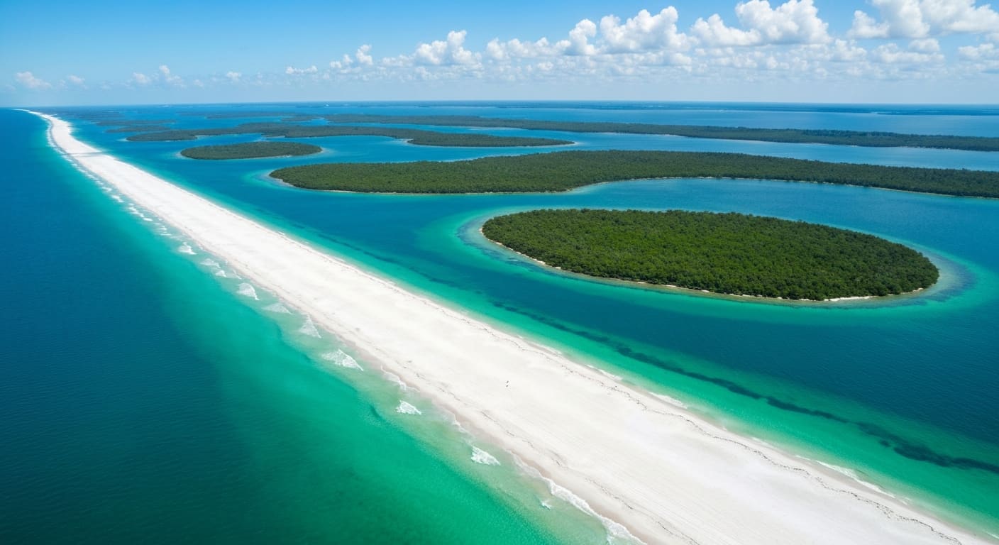 Aerial view of Southwest Florida Gulf coastline