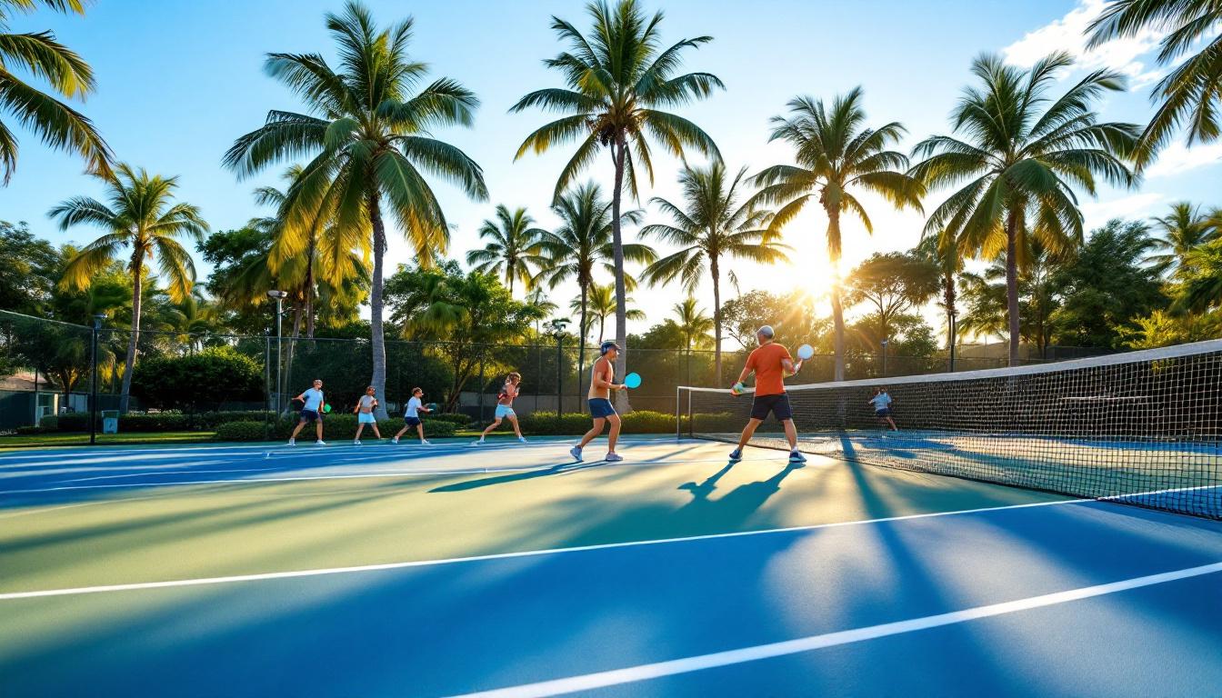 Morning pickleball players on a Bonita Springs court