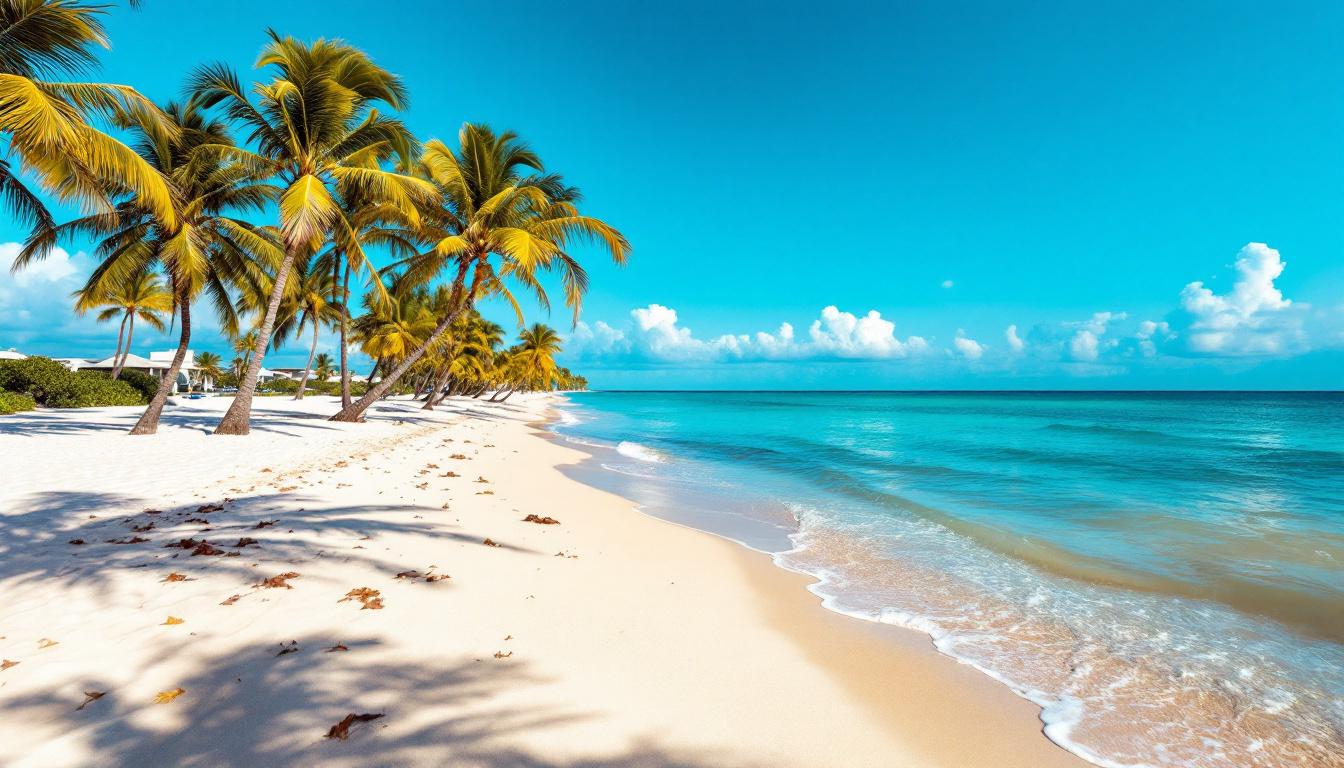 Bonita Beach with palm trees and the Gulf