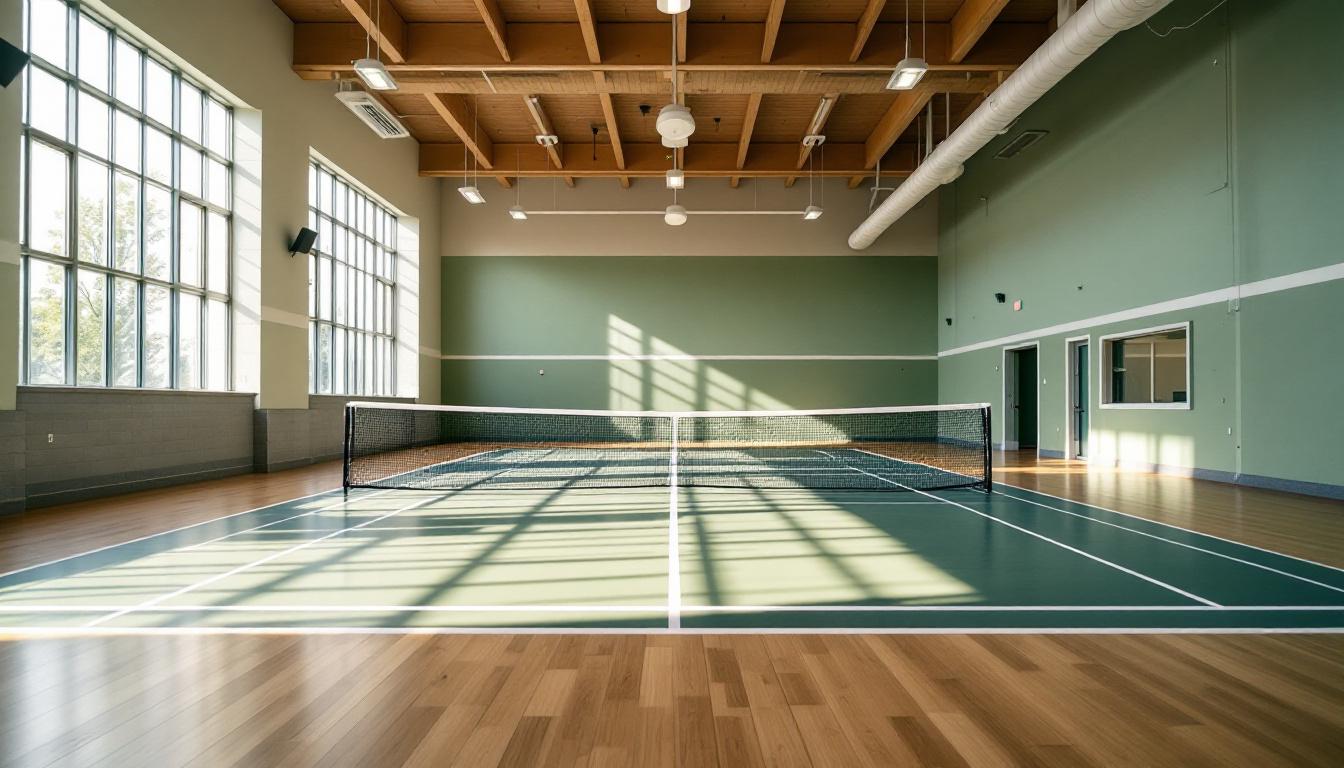 Indoor pickleball court at a community center