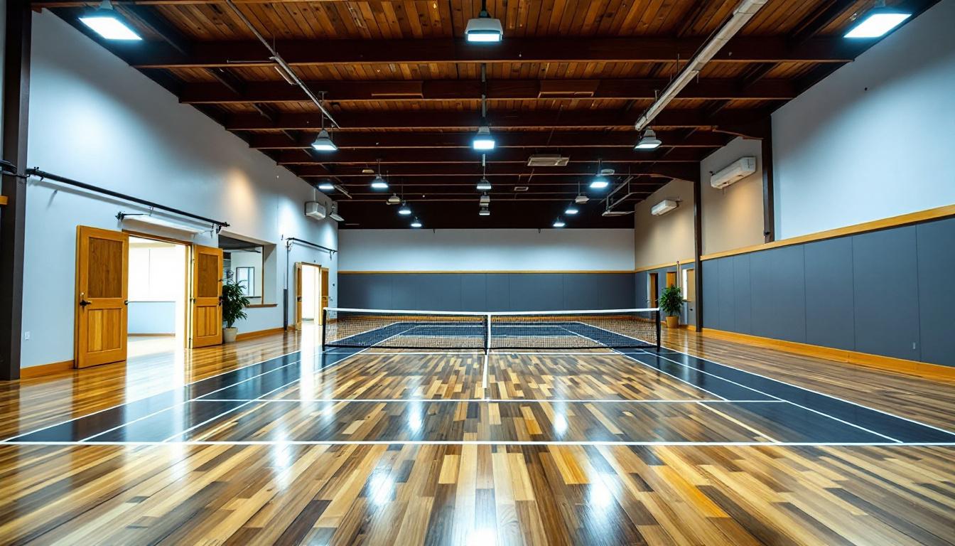 Indoor pickleball court at a community center