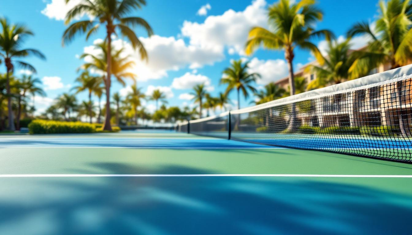 Fort Myers hotel with pickleball courts visible from the property