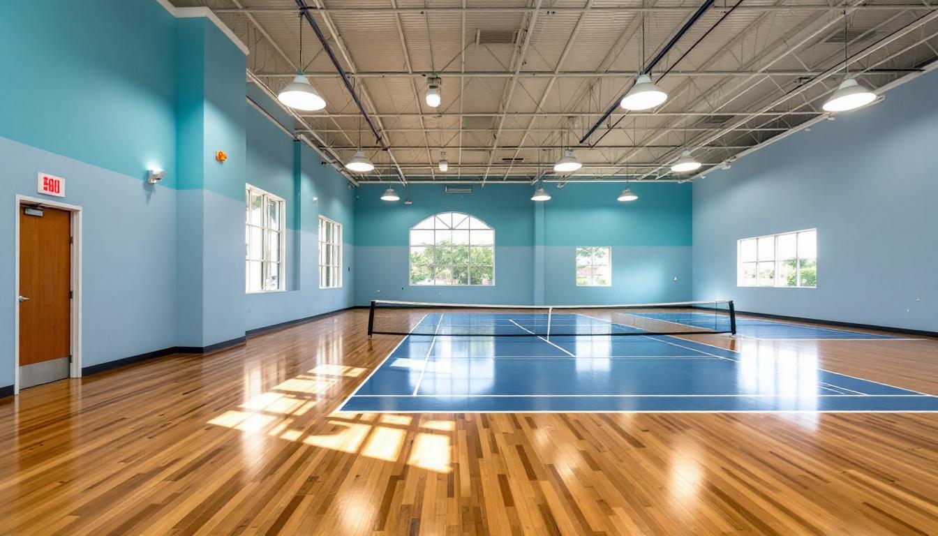 Indoor pickleball court at a community recreation center