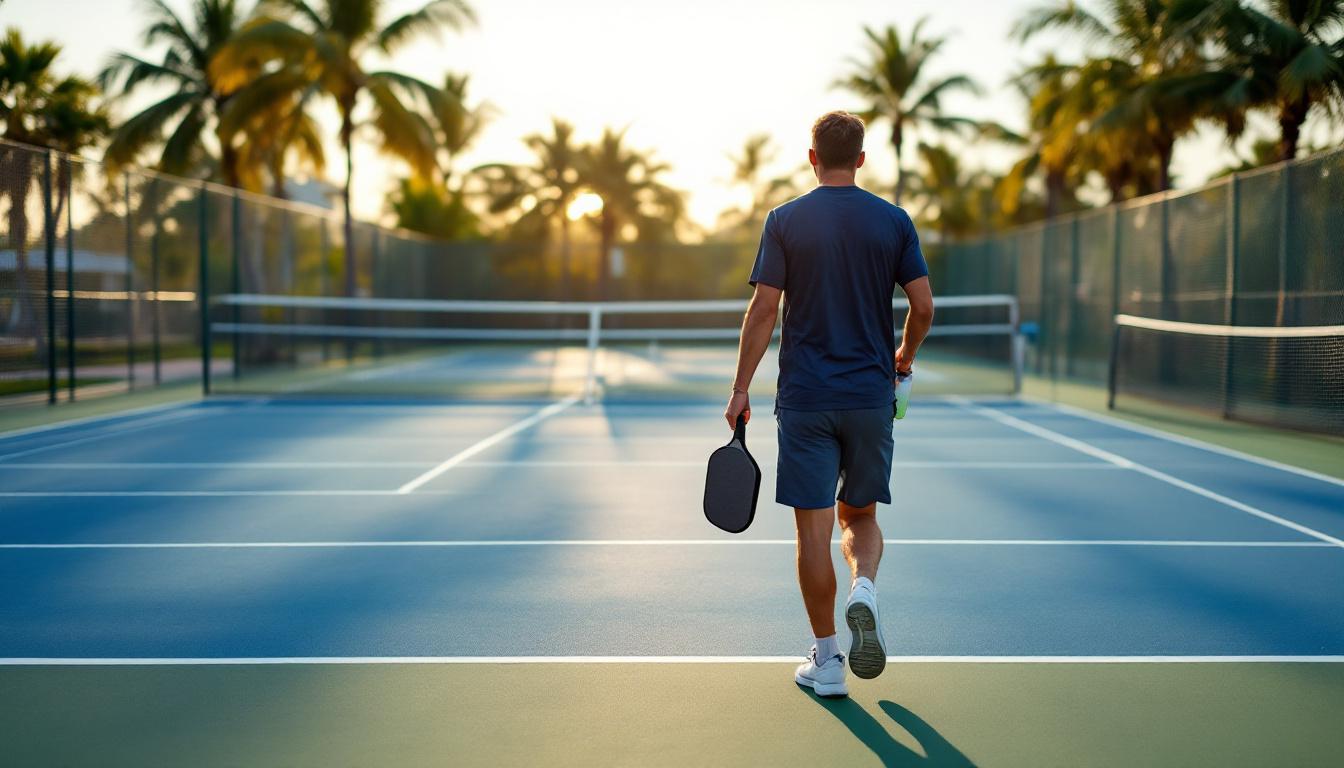 Marco Island pickleball player heading to the courts in the morning