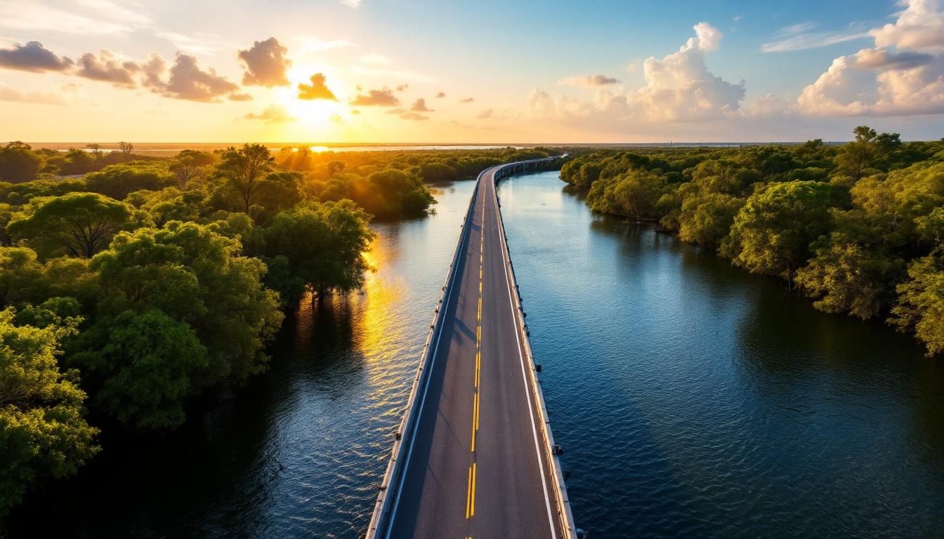 Drive from Marco Island to Naples showing the bridge and scenery
