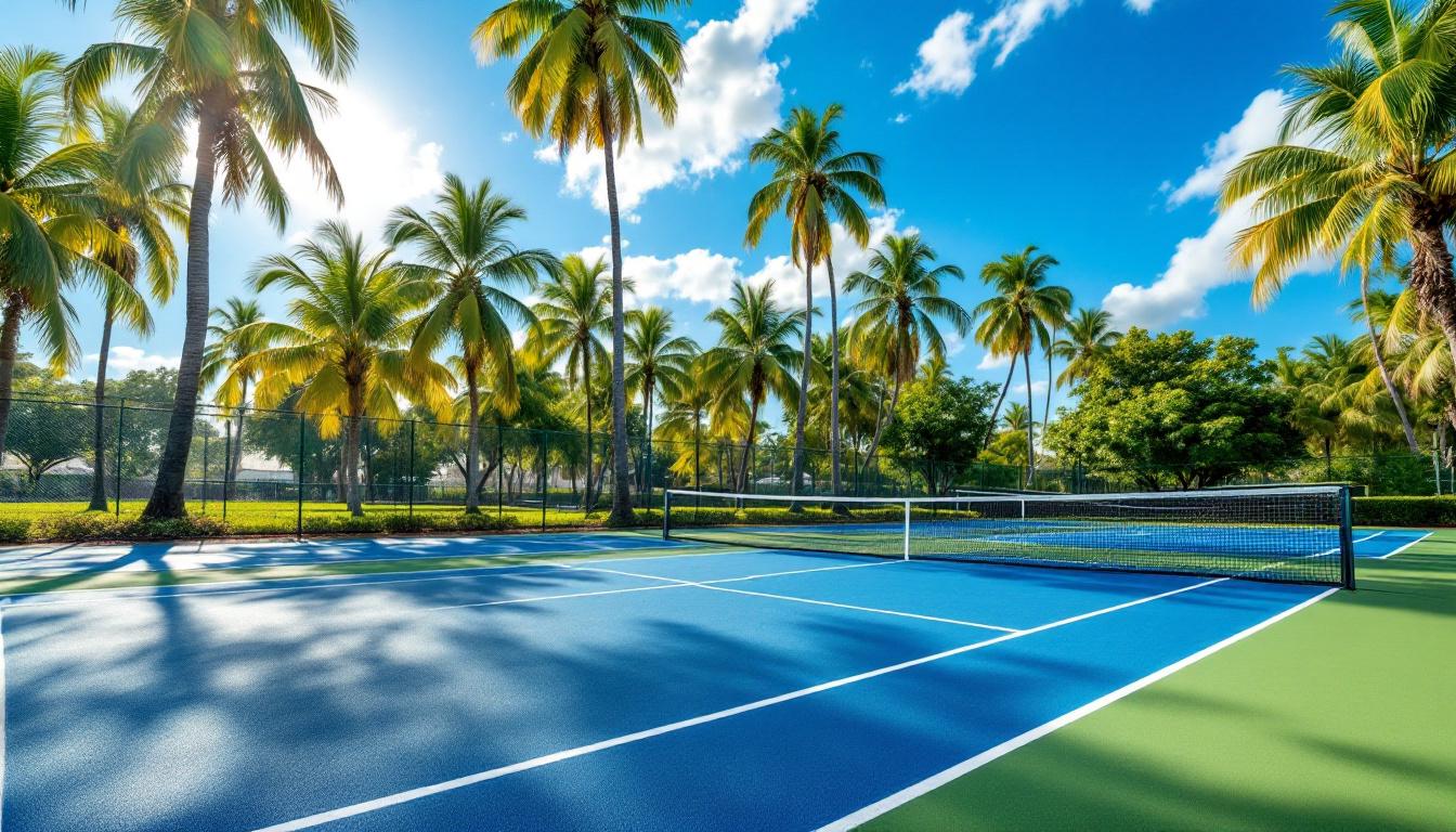 Mackle Park pickleball courts with players on a sunny morning