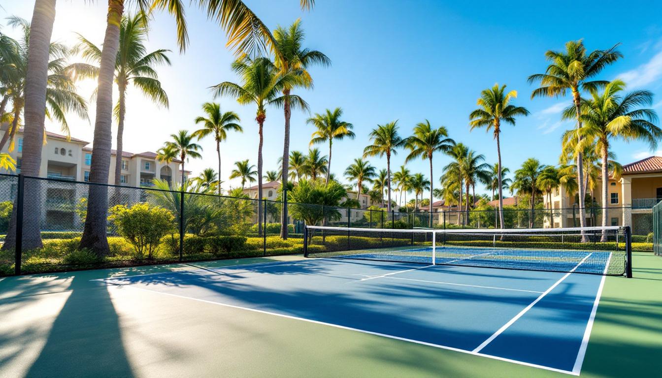 Naples vacation rental with pickleball courts visible from the property
